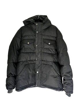OLD NAVY-MENS GREY BUTTON/ZIP-UP CLOSURE POCKETS HOODIE PUFFER JACKET SIZE LARGE